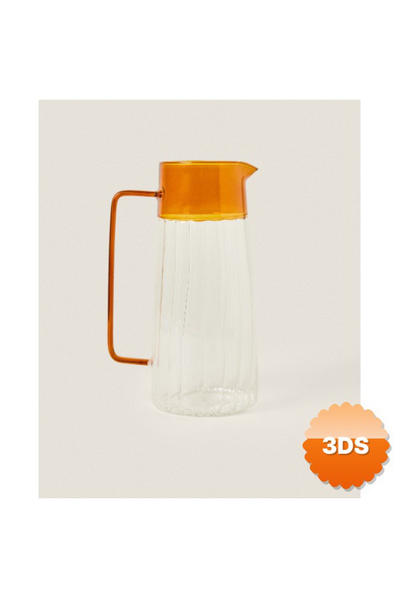 Turuncu Detaylı Cam Sürahi 1600 ml Şeffaf Gövde