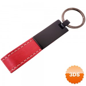 Kırmızı Deri Metal Anahtarlık 11x2 cm İsim Baskılı