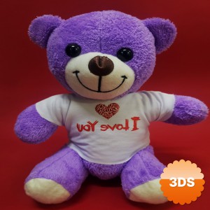 Mor I Love You Tişörtlü Peluş Ayıcık