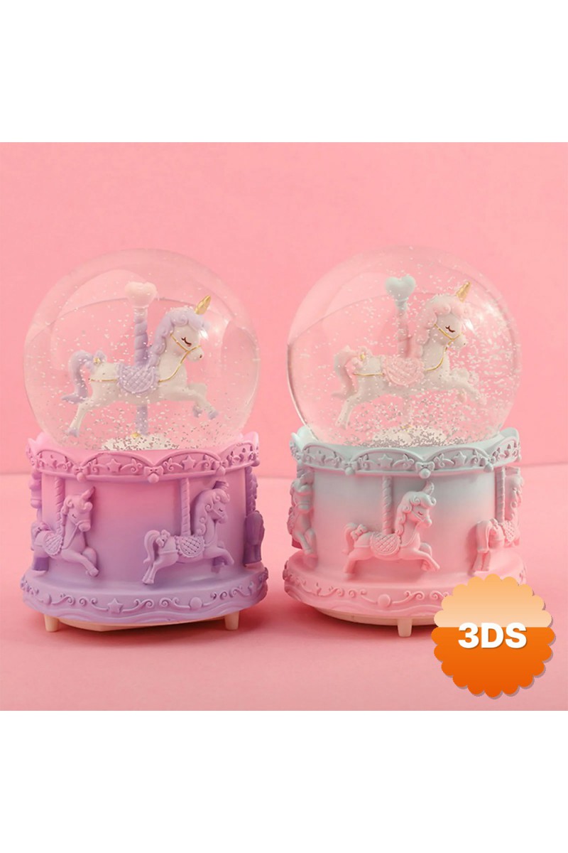 Orta Boy Müzikli Unicorn Kar Küresi