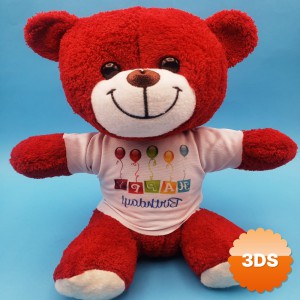 Happy Birthday Tişörtlü Peluş Kırmızı Ayıcık 25 cm