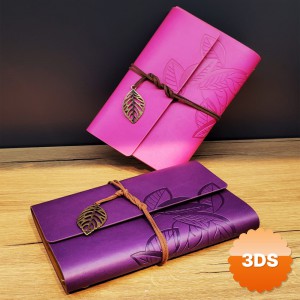 Deri Yaprak Desenli Çizgisiz Defter