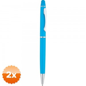 2 Adet Touchpen Dokunmatik Turkuaz Metal Kalem 14x1.5 cm