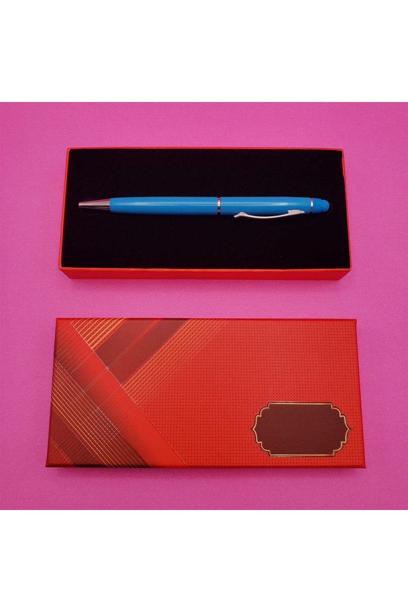 Kutulu Metal Turkuaz Kalem Touchpen Özellikli