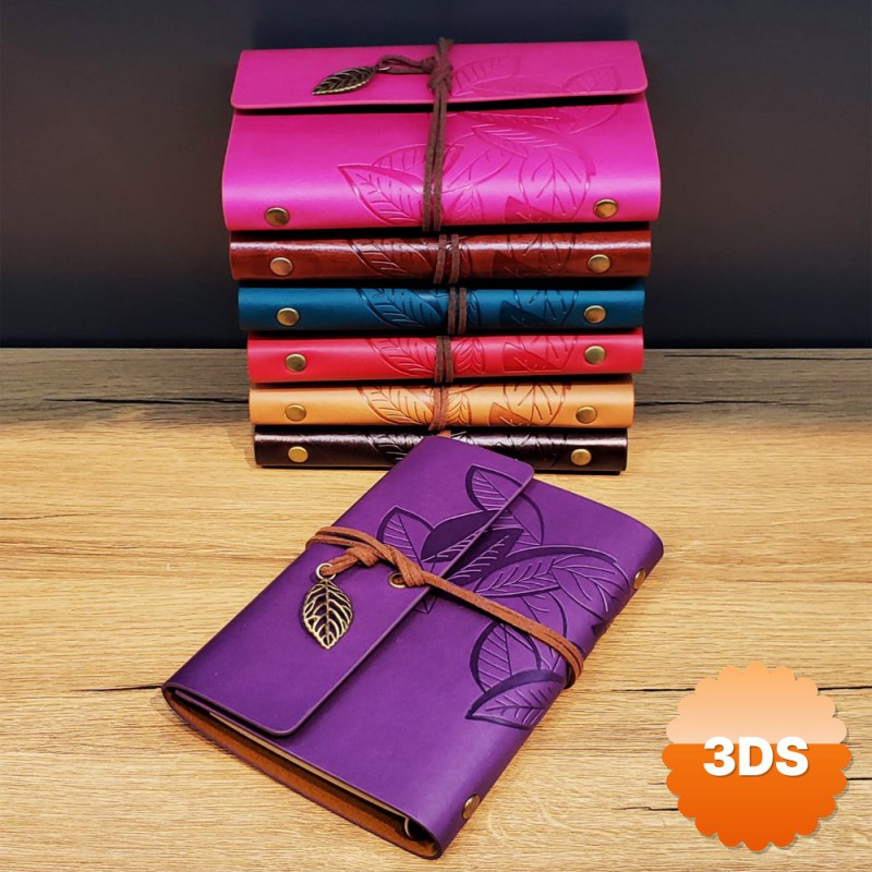 Yaprak Desenli Deri Defter Asorti Renk 15x11 cm 176 Sayfa