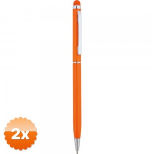2 Adet Tükenmez Touchpen Turuncu Kalem 14x1.5 cm Dokunmatik Uyumlu