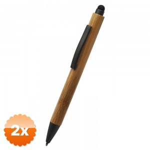 2 Adet Bambu Touchpen Tükenmez Kalem 14x1.5 cm Dokunmatik Uyumlu