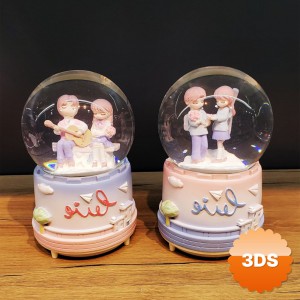 Sevimli Sevgililer Büyük Boy Kar Küresi 18x9.5x9.5 cm Müzikli Işıklı