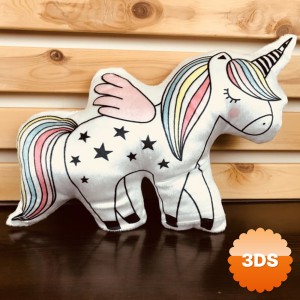 Unicorn Tasarımlı Yumuşak Peluş Yastık 30 cm Kanatlı ve Yıldız Desenli