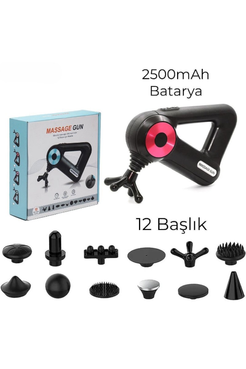 12 Başlıklı Masaj Aleti Kablosuz 2500mAh Bataryalı