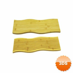 Dalgalı Çift Taraflı Ahşap Sunum Tepsisi 39x15 cm