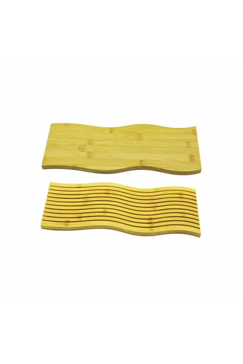 Dalgalı Çift Taraflı Ahşap Sunum Tepsisi 39x15 cm