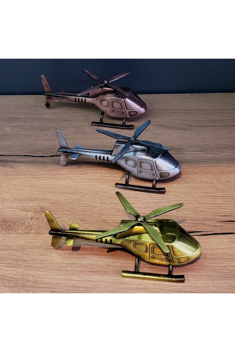 Dekoratif Metal Helikopter Vintage Tasarımlı 12.5x5x5.5 cm