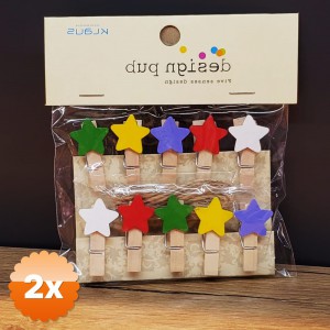 2 Adet Yıldız Tasarımlı Mini Fotoğraf Mandalları