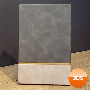 Gri Gold Detaylı Deri Hatıra Defteri 21x15 cm 192 Sayfa