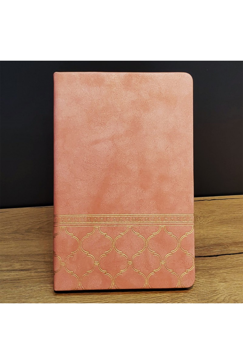 Somon Rengi Desenli Deri Defter 21x15 cm 96 Yaprak