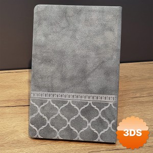 Desenli Gri Renk Deri Defter 96 Yaprak 21x15 cm