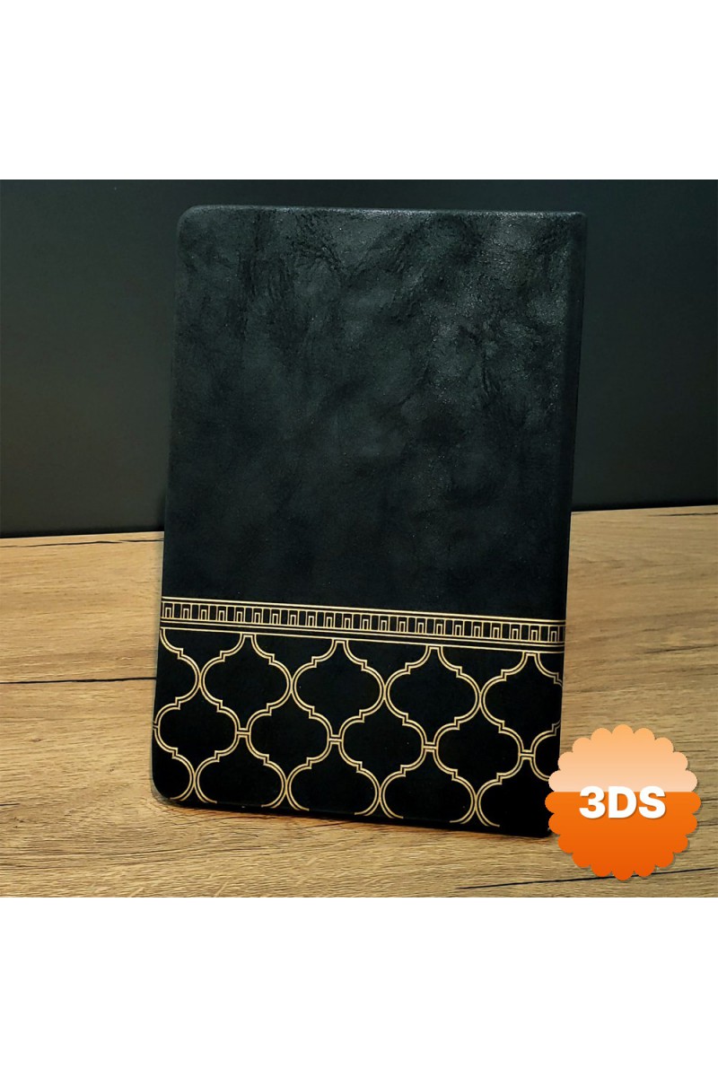 Gold İşlemeli Siyah Deri Defter