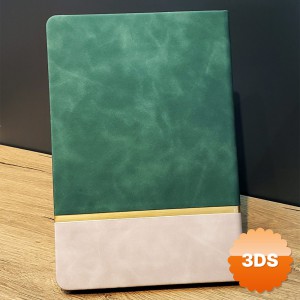 Altın Şeritli Yeşil Deri Not Defteri 21x15 cm 192 Sayfa