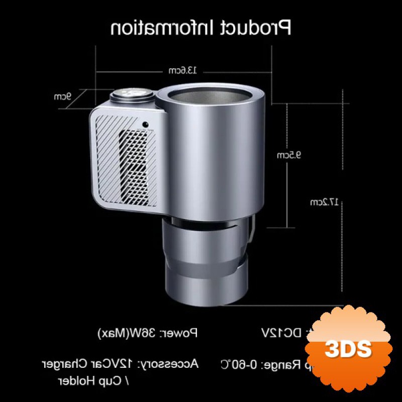 Araç İçi Isıtıcı ve Soğutucu Bardak Tutucu Dijital Göstergeli 36W
