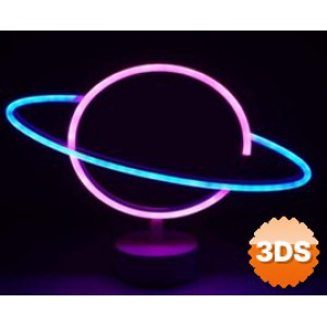 Neon Işıklı Satürn Lamba