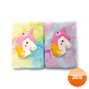 Kabartmalı Unicorn Tasarımlı Peluş Hatıra Defteri