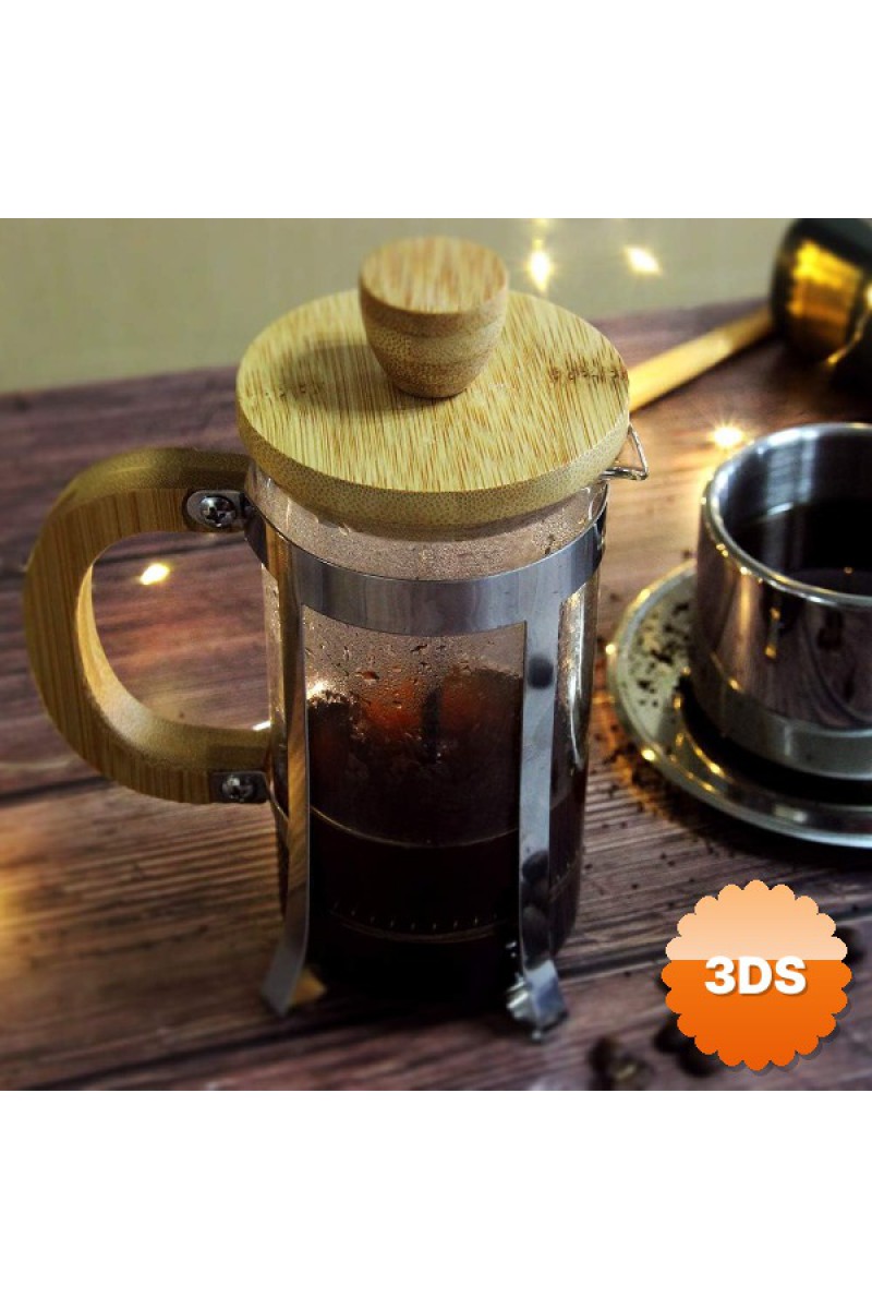 Ahşap Detaylı 350 ml Cam French Press