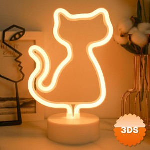 Neon Işıklı Kedi Tasarımlı Lamba