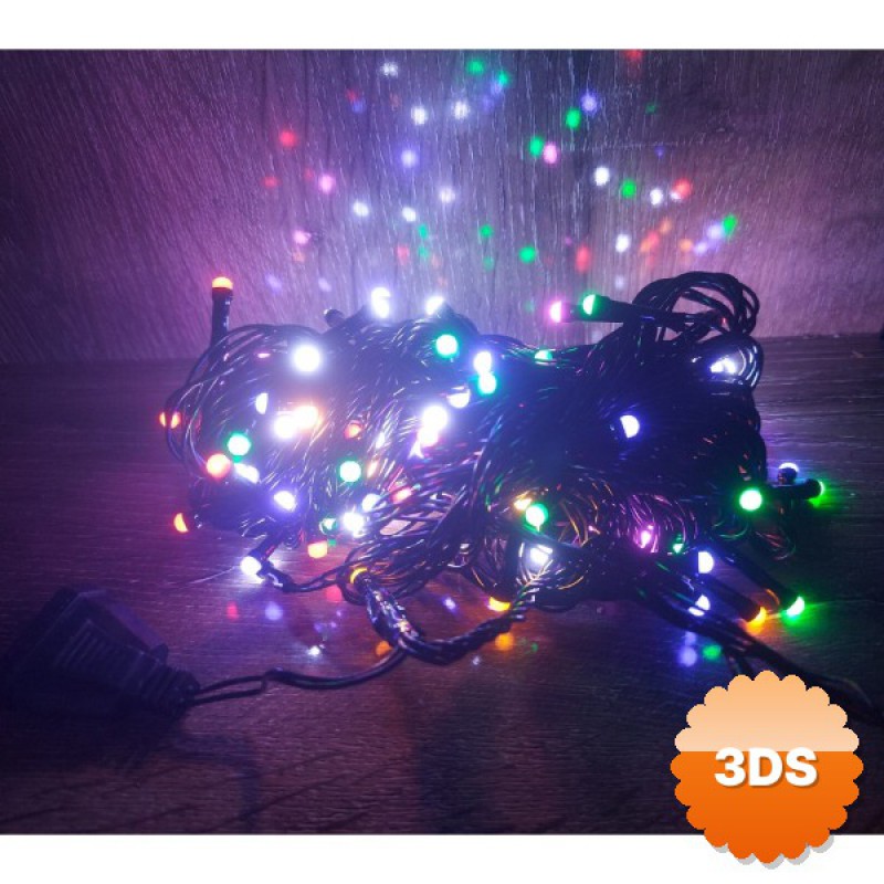 10m 100 Led Damla Uçlu Led Işık RGB Işık Siyah Kablo