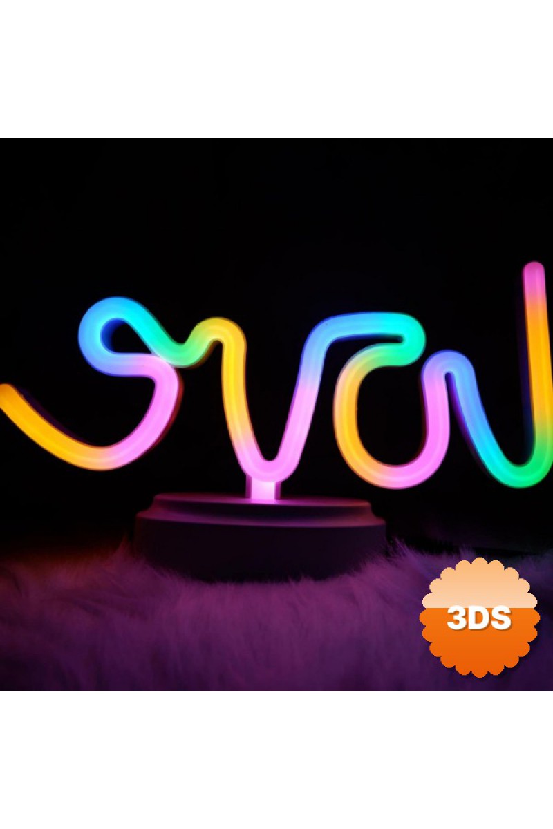 Neon Işıklı Love Yazılı Masa Gece Lambası