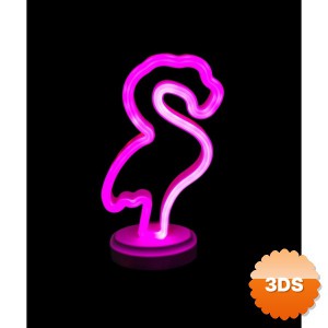 Neon Işıklı Flamingo Yazılı Masa Gece Lambası