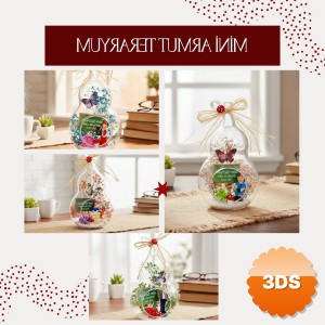 Mini Armut Teraryum Öğretmenler Günü Hediyesi 13x13x21 cm
