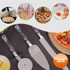 3 Parça Servis Seti Pizza Kesici Dişli Bıçak ve Spatula