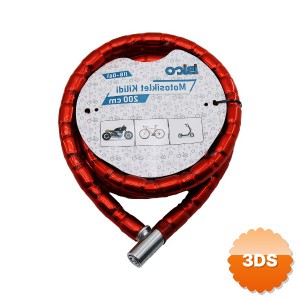 Kırmızı Motor Bisiklet Kilidi 22 mm x 200 cm Spiral Çelik