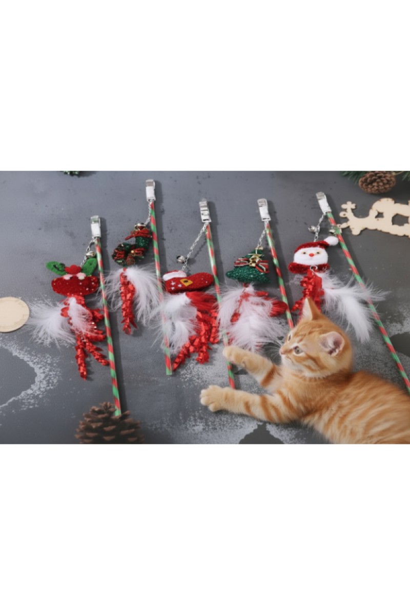 Yılbaşı Temalı Zilli Kedi Oyun Oltası