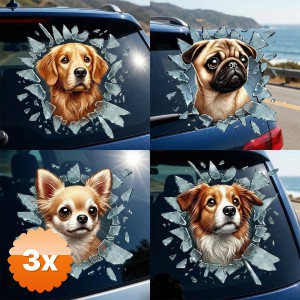 3 Adet Fulcar Köpek Tasarımlı Araç Stickerı 10x10 cm 4 Model Karışık