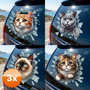 3 Adet Fulcar Kedi Tasarımlı Araç Stickerı 10x10 cm 4 Model Karışık