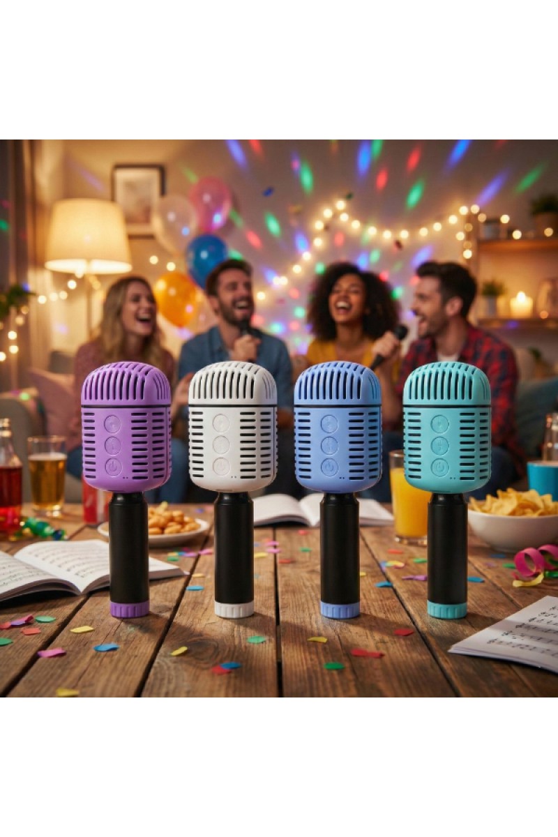 Kablosuz Hoparlörlü Karaoke Mikrofonu Şarjlı Taşınabilir