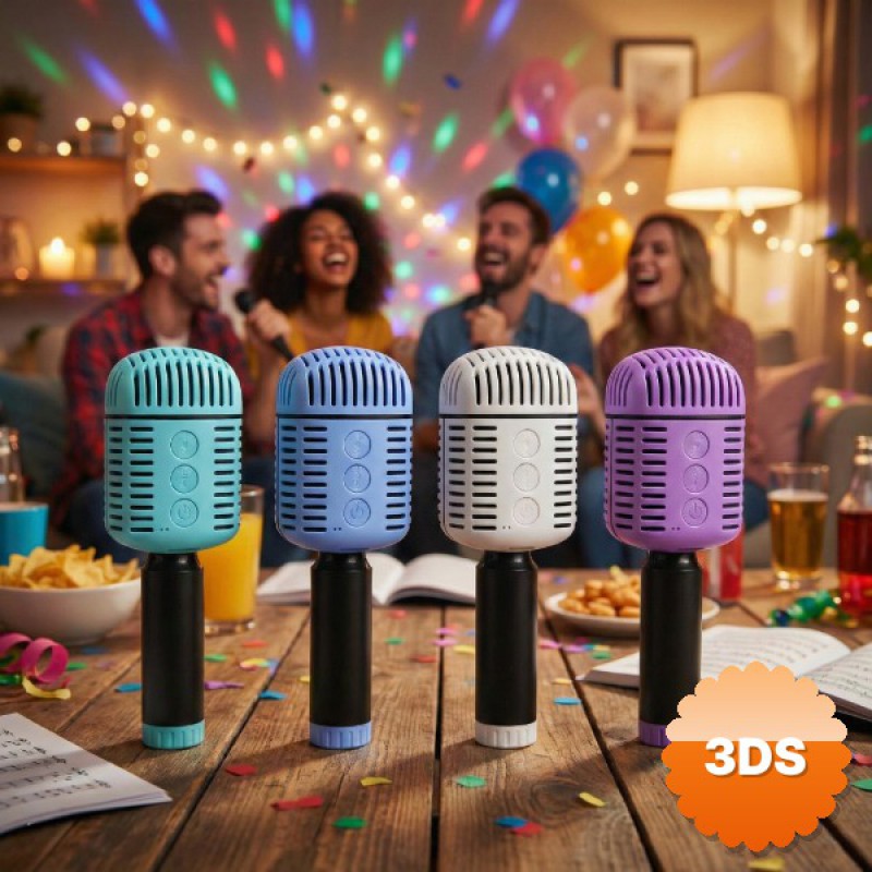 Kablosuz Hoparlörlü Karaoke Mikrofonu Şarjlı Taşınabilir