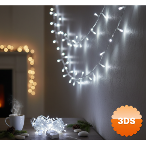 Damla Uçlu Beyaz Işık Şeffaf Kablo 10m 100 LED