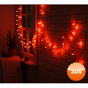 Damla Uçlu Kırmızı Dekoratif Işık 10 Metre 100 LED
