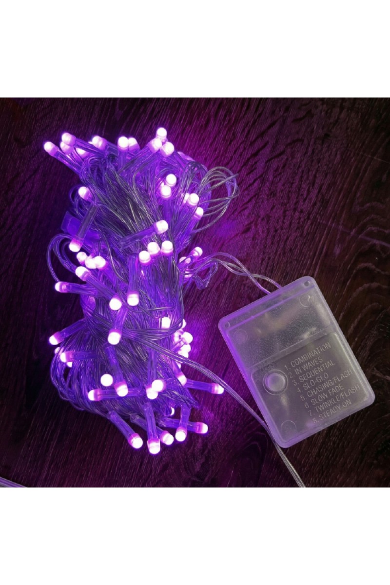 10m 100 Led Damla Uçlu Pembe Işık Şeffaf Kablo