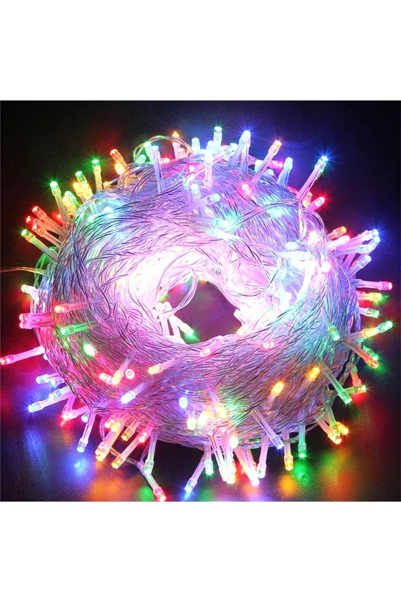 10 Metre 60 LED RGB 2 Kademeli Şeffaf Kablolu Pilli