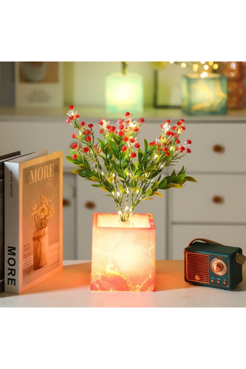 Pembe Saksılı LED Yapay Çiçek