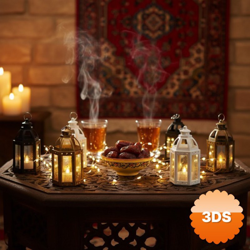 Ramazan Temalı Büyük Altıgen Açık Kubbe LED Lamba