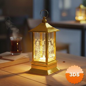 Ramazan Temalı Gold Kare Kubbe LED Lamba