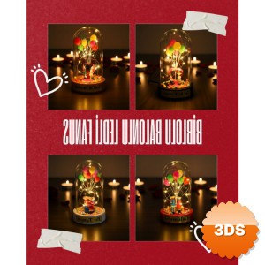 Biblolu Balonlu LEDli Fanus 10x18 cm Gün Işığı LED