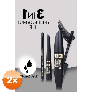 2 Paket 3 Ü 1 Arada Göz Makyajı Seti Eyeliner Maskara Göz Kalemi