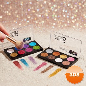 8 Renk Glitter Far Paleti 2li Set Yoğun Simli