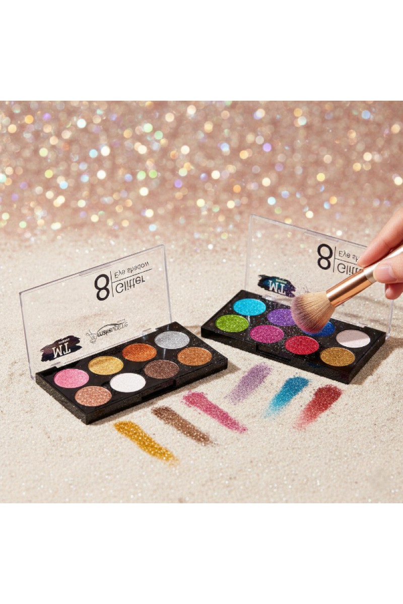 8 Renk Glitter Far Paleti 2li Set Yoğun Simli